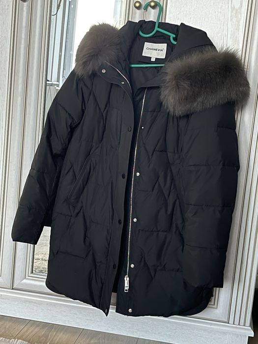 Зимняя куртка L с натуральным мехом