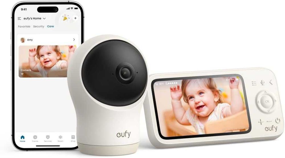 Бебефон eufy C10 с 2K HD камера, 4.5" 480p дисплей, 4× увеличение