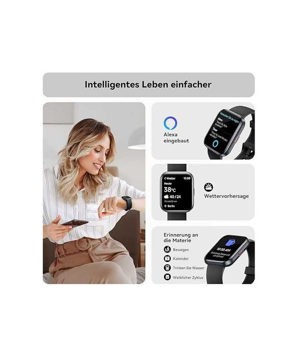 Smartwatch 1.8 inch, roz sau negru, ENOMIR