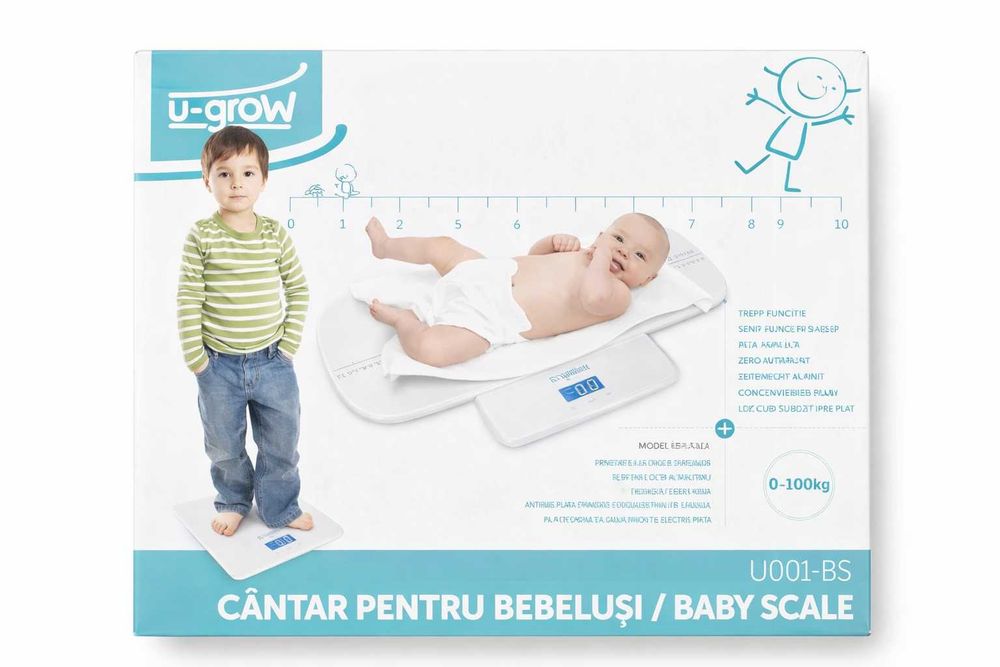Cântar electronic U-Grow 2 în 1 pentru bebeluși și adulți (model U001-BS)