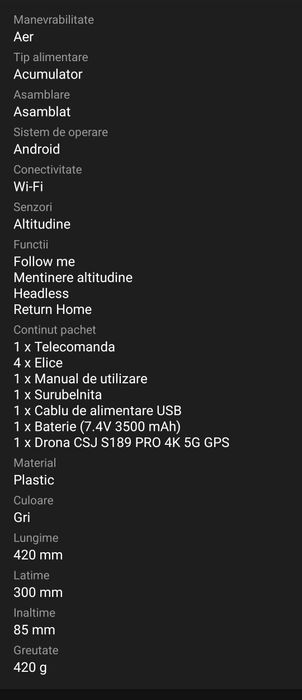 Drona în stare foarte bună de funcționare