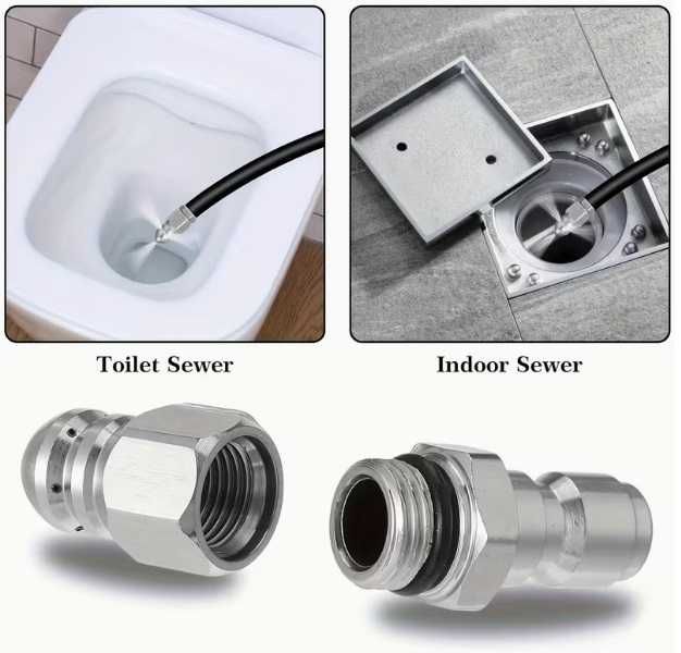 Дюза за отпушване на канали 1/4" неръждаема стомана
