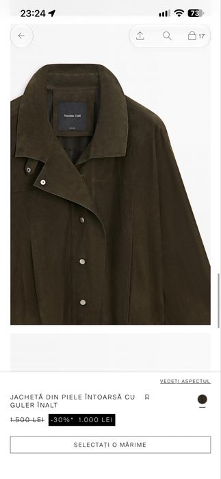 Jacheta din piele intoarsa Massimo Dutti