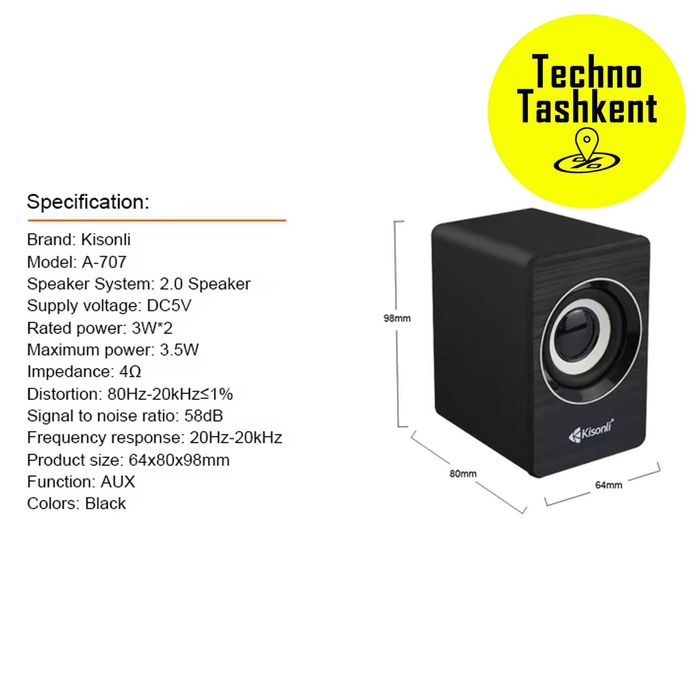Kомпьютерные колонки Kisonli A707 (Dostavka Bor) (Garantiya)