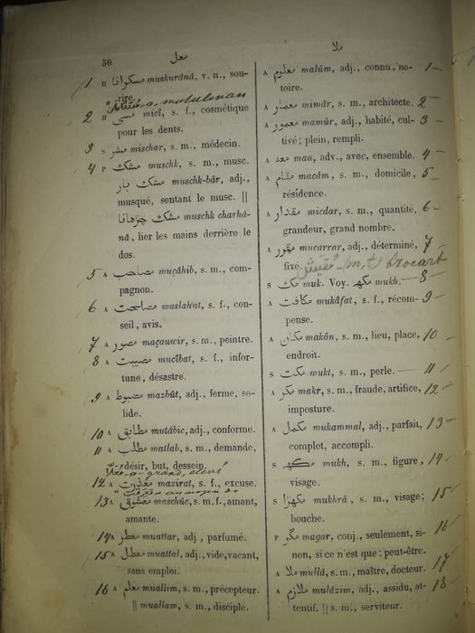 Индийско-Французский словарь 1858г.