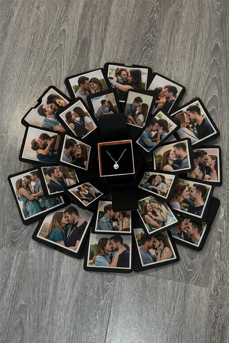 Cutie Cadou Surpriză –24 de Fotografii & Colier Inima din Inox