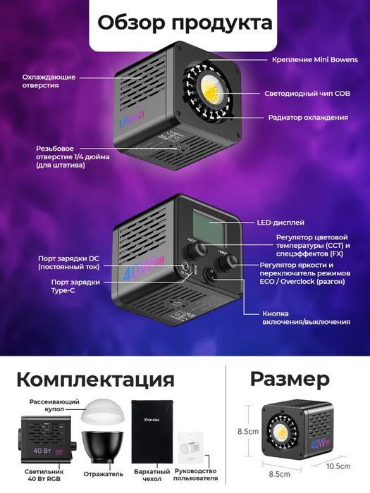 Софтбокс Ulanzi видеосвет 40w