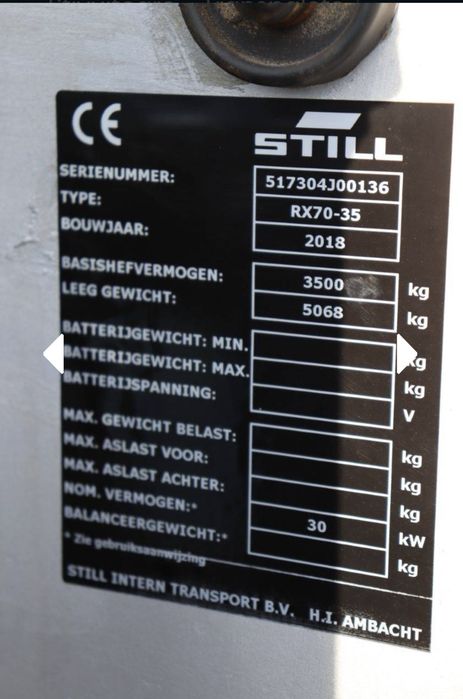 2018 Motostivuitor/Stivuitor Diesel STILL RX70-35 (3.5 Tone) –Doar 6750 Ore | Catarg Triplex | Cabină Încălzită