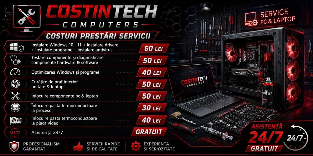 Service PC & Laptop | Instalare Windows | Curățare | Diagnosticare | Reparații Calculatoare