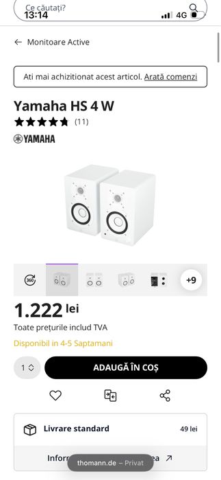 Yamaha HS 4 W noi nefolosite