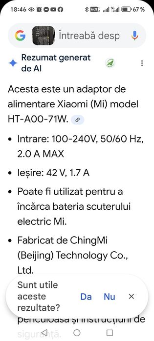 Incărcător trotineta  electrica Xiaomi Mi 42 v