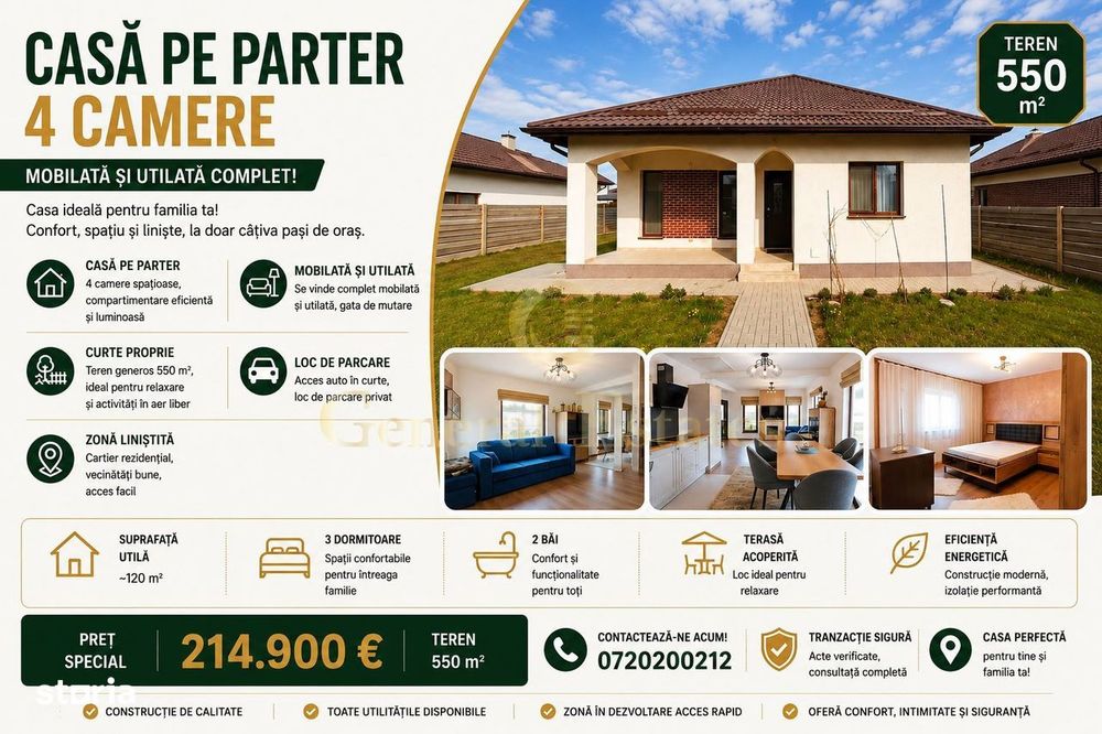 Casă 4 camere  modernă cu curte | Cartier Izvor | Gata de mutat