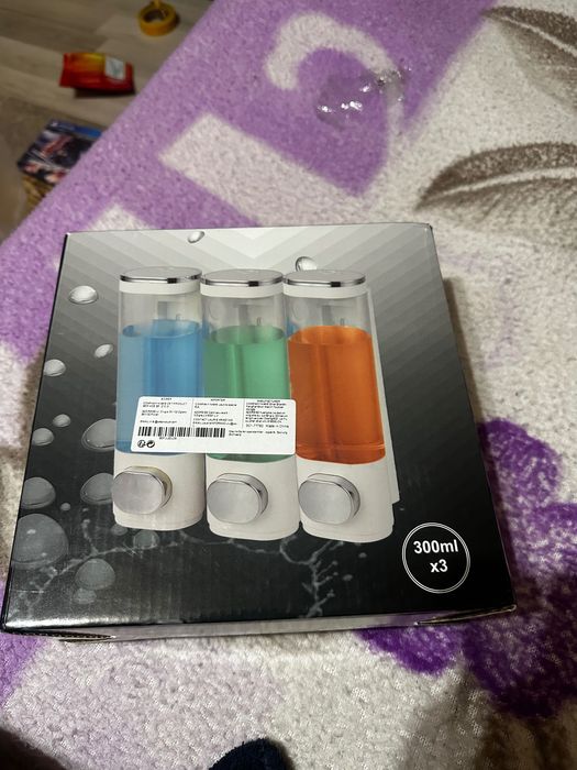 Dozator de săpun, montare pe perete, cu 3 compartimente, 300 ml