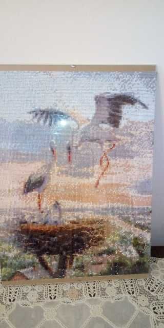 Диамантен гоблен-готова картина Щъркелчета