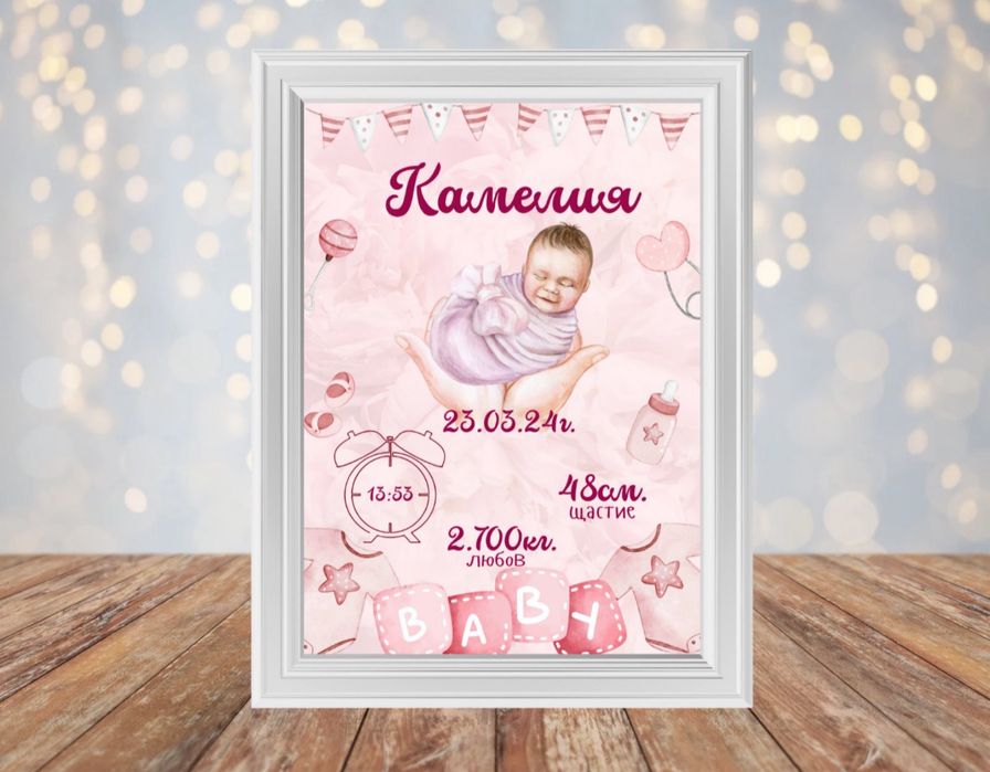 Бебешка визитка А4 или 13/18