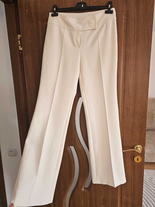 Pantaloni evazati albi (ivory) dama, marimea 40