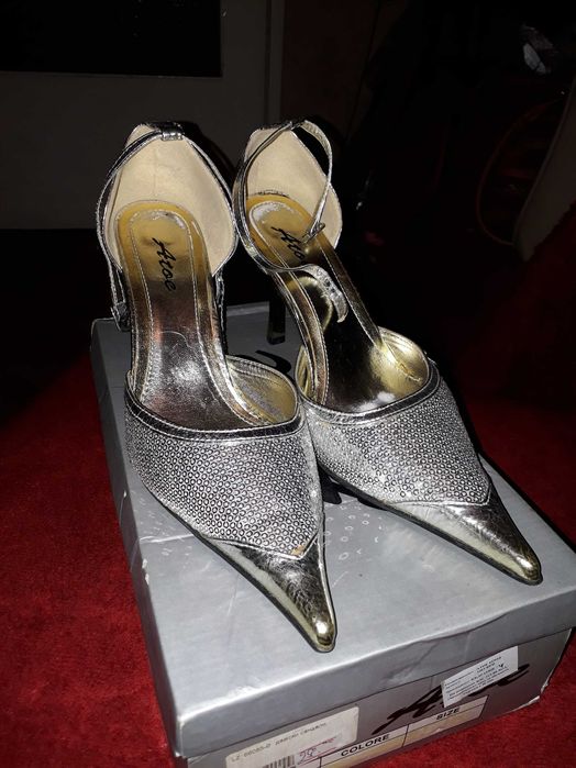 Официални обувки, сребристи с пайети