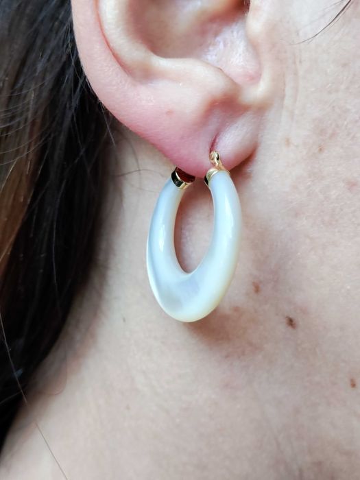 Cercei aur 14k Scoica Mother of Pearls Sidef Nacre Natural
