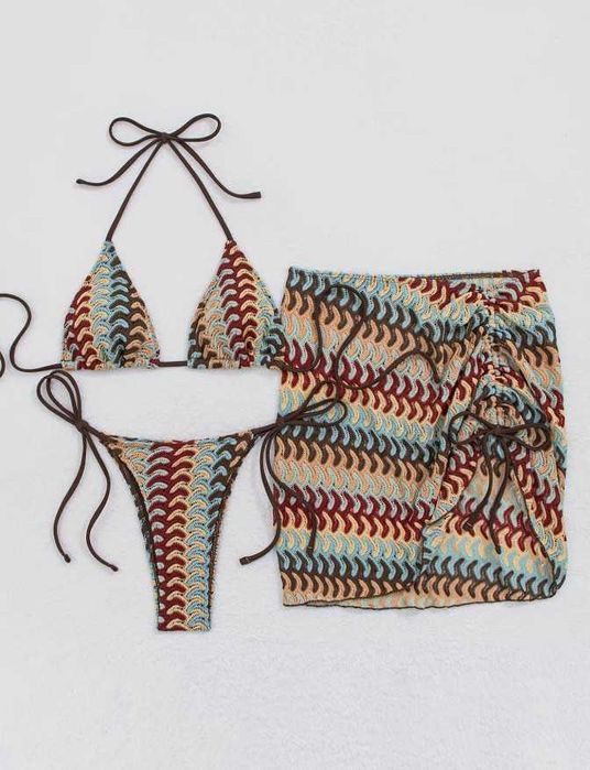 Комплект бански и парео за плаж / плажна пола