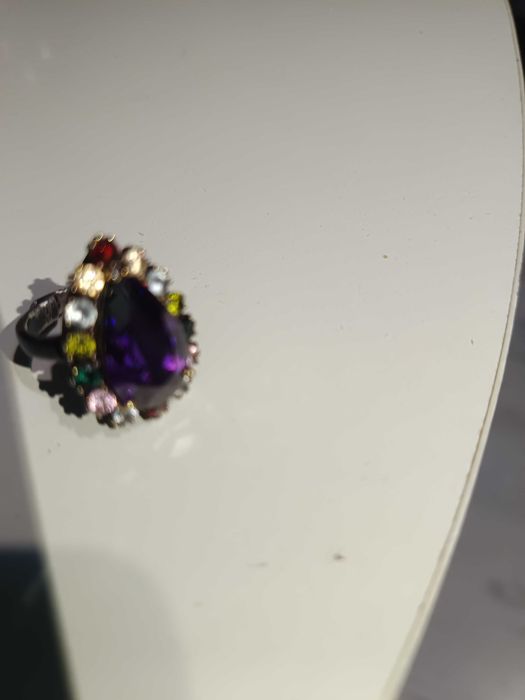 Пръстен сребро и естествени камъни