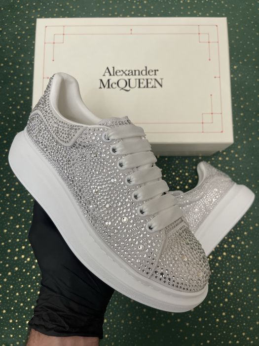 Alexander McQueen Silver Crystal Classic Sole Ultra Premium Quality