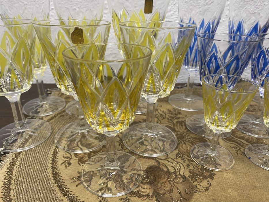 Немски кристални чаши цветно стъкло