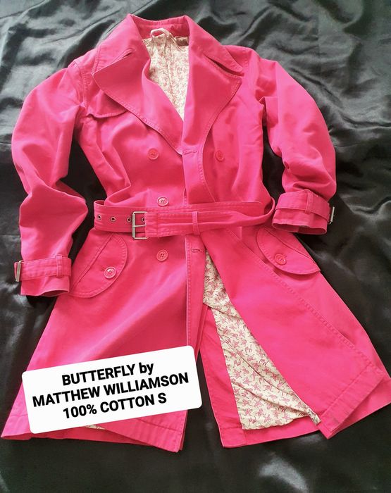 Trenci geaca dama lunga Butterfly by Matthew Williamson S roz închis 100% bumbac