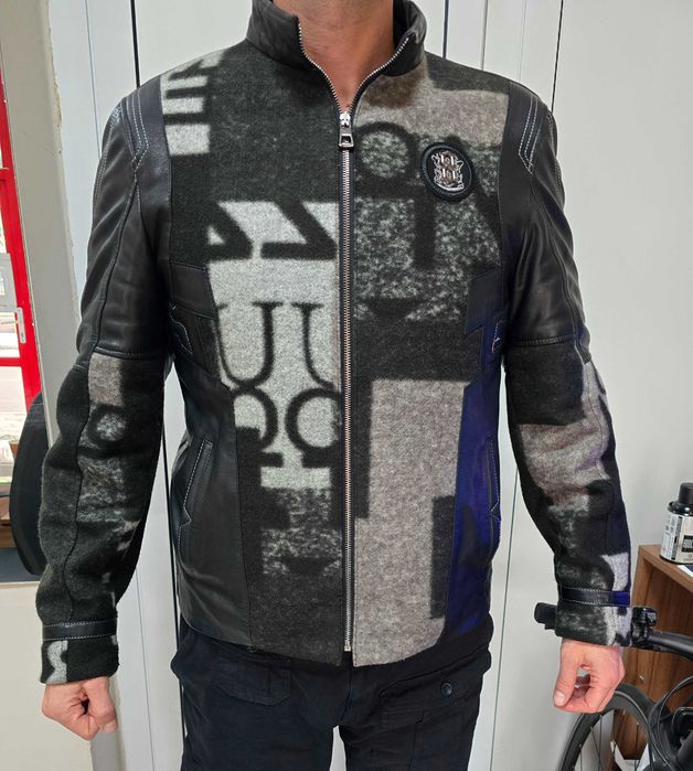 Кожено яке с вълна мъжко рязмер ХЛ