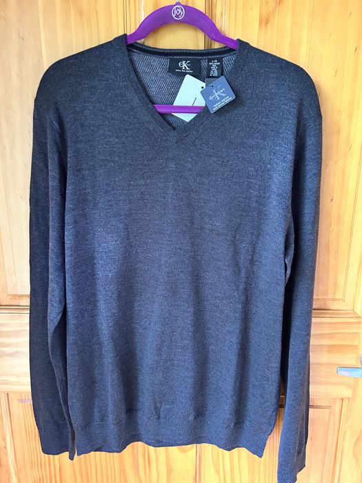 CK 100% меринос! Мужской пуловер