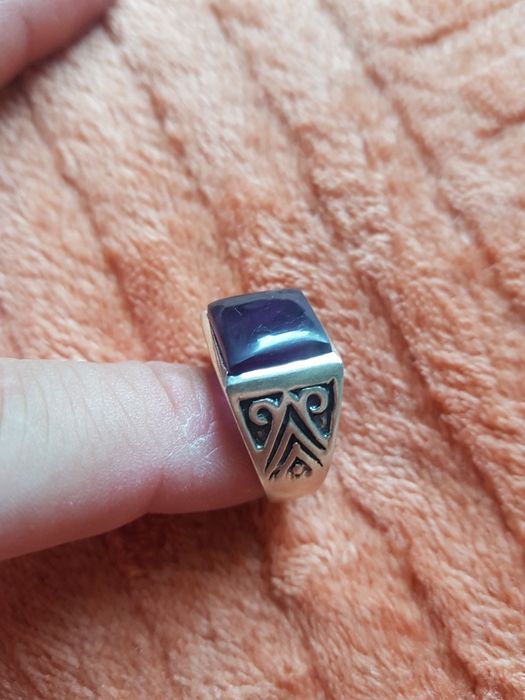 Inel ghiul vintage argint 835 piatra ametist ,18.6 mm,stare perfectă