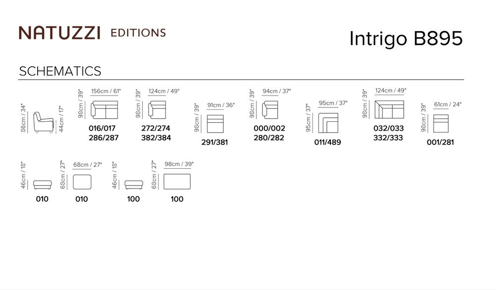 Модулен диван и табуретка Natuzzi Editions Intrigo - Естествена кожа