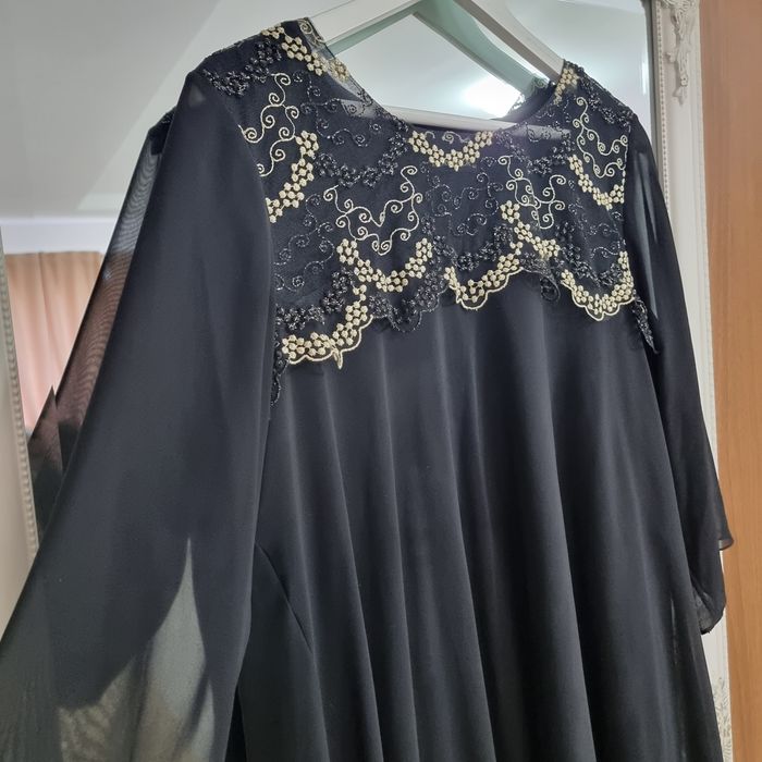 Rochie neagra eleganta cu blazer din voal, marime 44-46