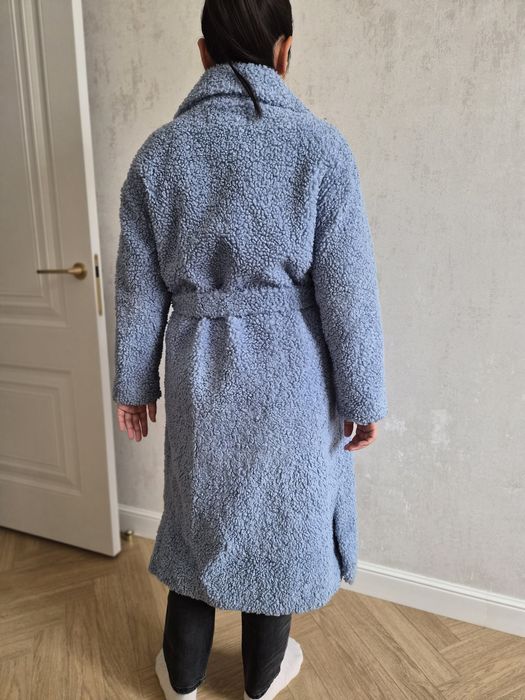 Шубка тедди голубая