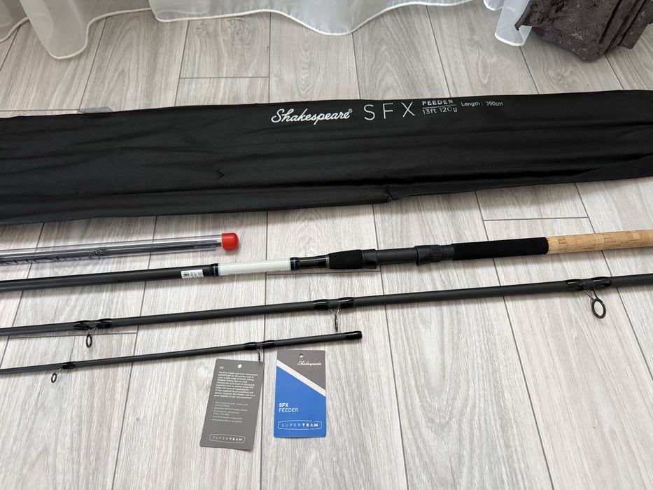 Lanseta feeder noua pescuit premium Shakespeare SFX SuperTeam 3.96 120 gr schimb cu shimano fox daiwa