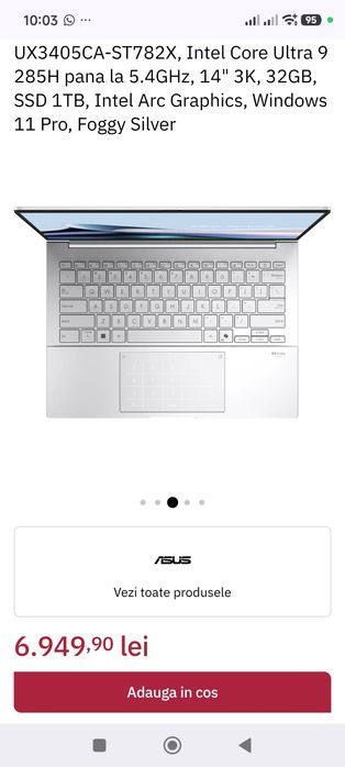 Laptop ASUS Zenbook 14 OLED
UX3405CA-ST782X,