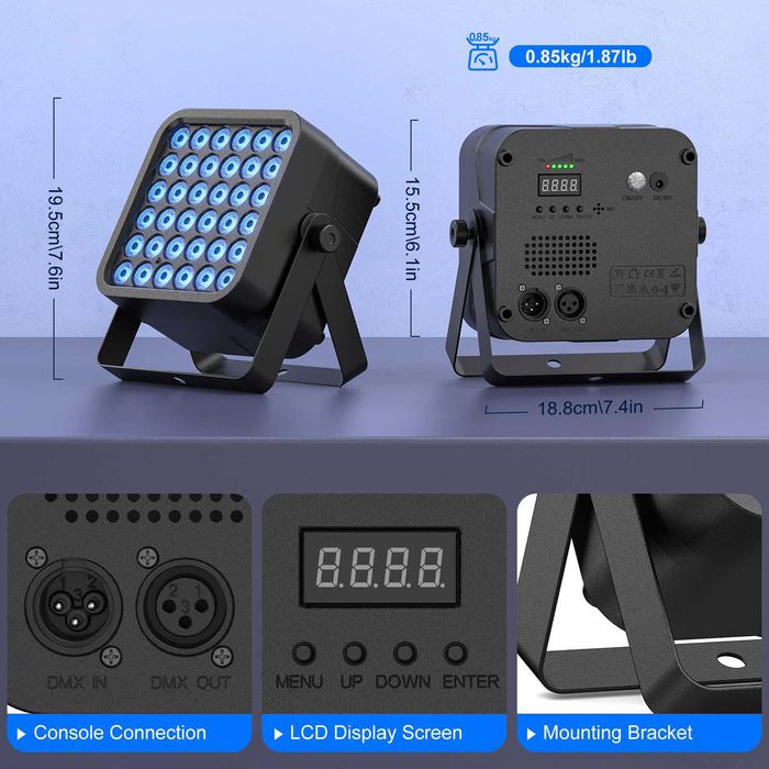 Стенна миячка 72W RGB 3в1 Par Light 36 LEDs Сценична светлина Бар Парти Ефектна светлина