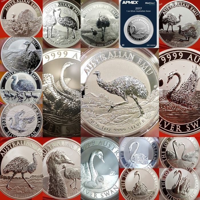 Perth Mint Lebada de Argint si Emu monede argint 999