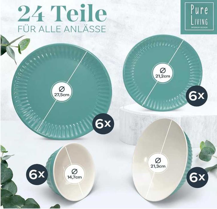 Комплект керамични съдове Hygge, 24 броя