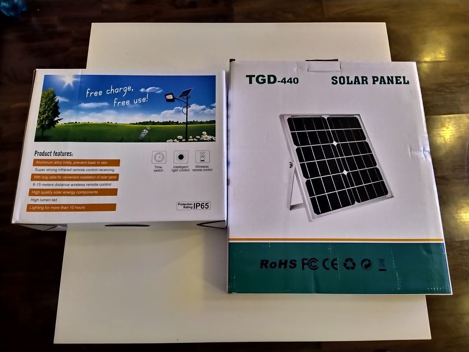 Proiector Stradal 100W Cu Led Cob, Panou Solar, Telecomanda, IP67