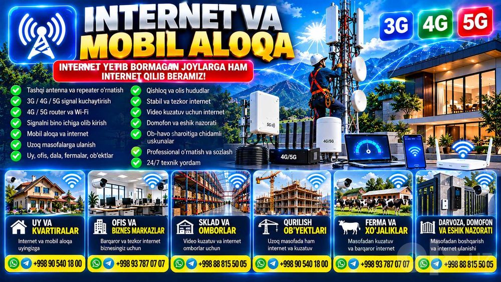 Установка видеокамер, интернет, Wi-Fi и ТВ антенн