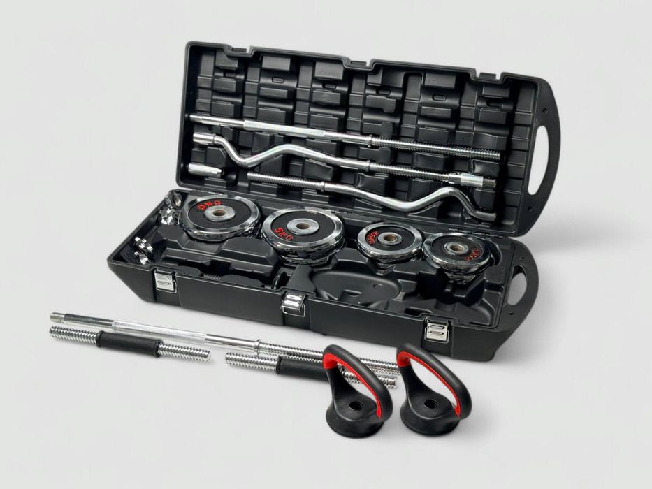 Оптом гантел штанга набор в кейсе 55кг + гиря