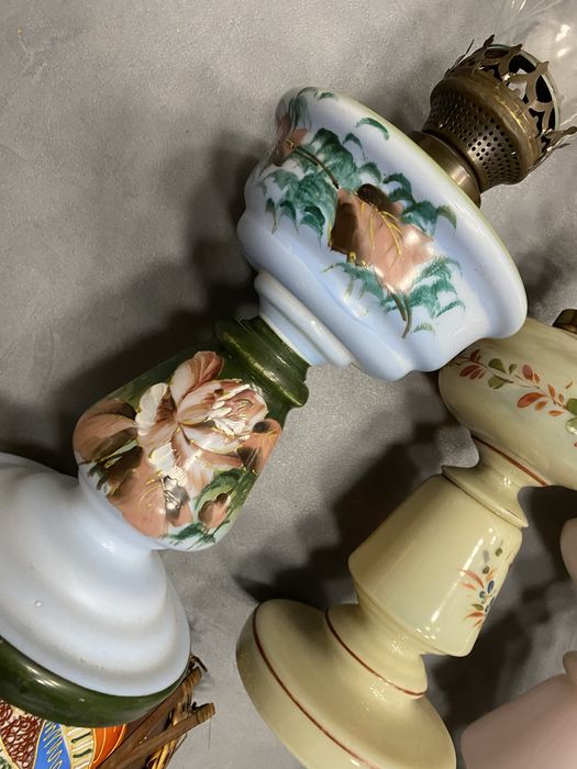 Френски газени лампи от духано цветно стъкло газена лампа