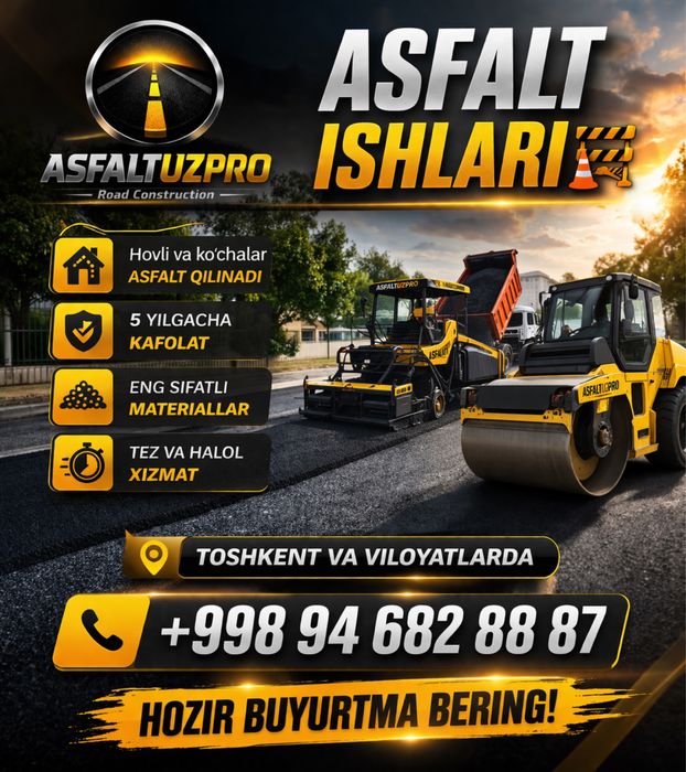 Asfalt yotqizish xizmati Tosh va Tosh Viloyatlari buylab