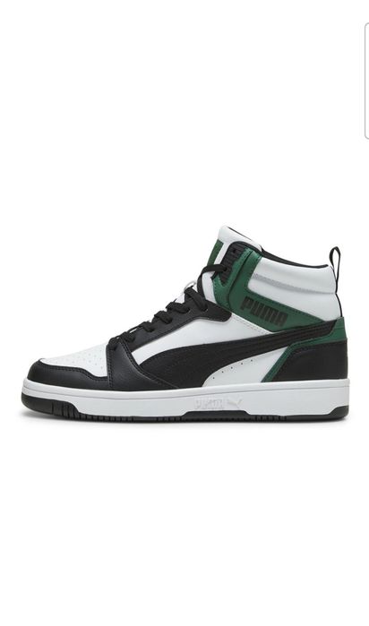 Pantofi sport mid-high din piele ecologica Rebound, Alb, Verde, Negru,