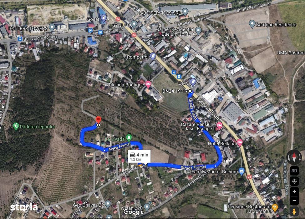 Teren intravilan 1.123 mp  Aleea Fermei - Iasi - Comision 0%
