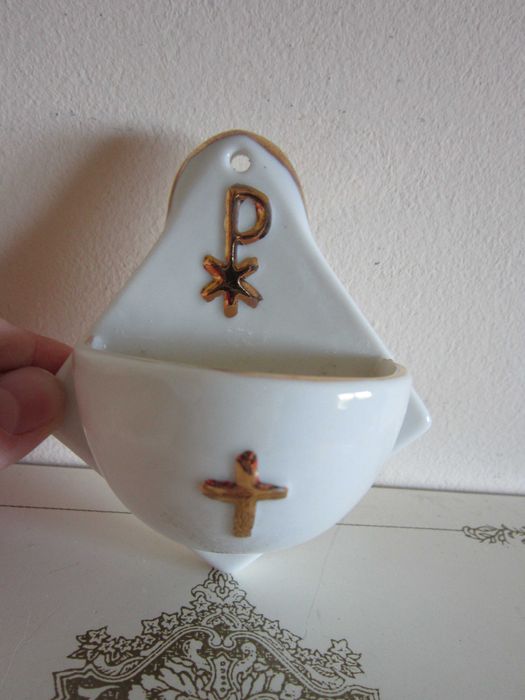 cadou rar Monograma lui Isus Holy Water pt apa sfintita Goebel Germany
