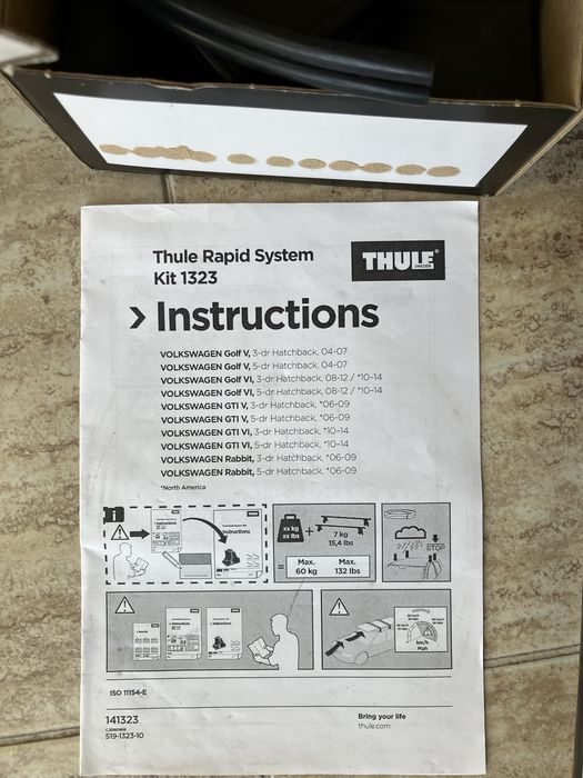 Thule 754,греди и монтаж за VW Golf 5/6