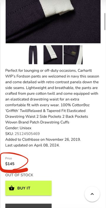 Мъжки панталони Carhartt Fordson Contrast размер М  нови черни