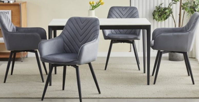 4 scaune catifea gri