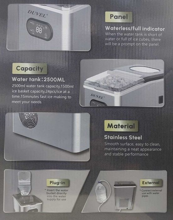 Льдогенератор кубикового льда для кафе и дома 20,25 кг в сутки